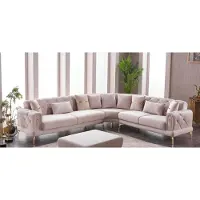 AEA Luxus Ecksofa L-Form Sofa Polstersofa Stoffsofa Beige Couch Eckgarnitur