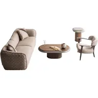 AEA Moderne Beige Wohnzimmer Sofagarnitur Sessel Beistelltische 4tlg