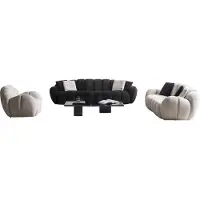 AEA Schwarz-Weiße Sofagarnitur Polstersessel Designer Couchtisch 4tlg