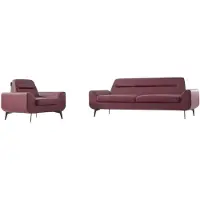 AEA Stilvolle Rote Ledercouch Garnitur Designer 3-Sitzer Ledersessel