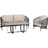AEA Garten Rattanmöbel Sofagarnitur Terrasse Set Möbel Balkon Outdoor Lounge 3tlg.