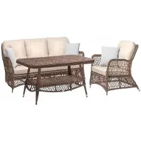 AEA Sofagarnitur Rattanmöbel Garten Terrasse Set Outdoor Lounge Möbel Balkon 3tlg.