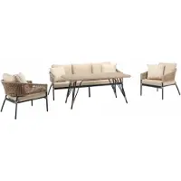 AEA Rattanmöbel Sofagarnitur Garten Terrasse Set Outdoor Lounge Möbel Balkon 4tlg.