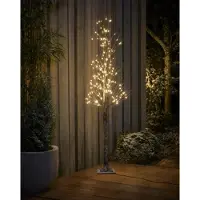Northpoint Arbre à LED 150 cm avec décoration de neige 240 LED blanc chaud, 5 mètres de câble & fonction minuterie