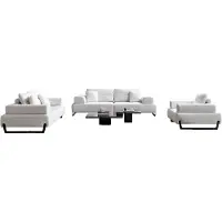 AEA Weiß-Schwarze Couchgarnitur Stilvolle Polstersofas Sessel 2x Tische