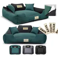 AIO Factory Panier pour chien, parc à jeux, KINGDOG MM43, 115 x 95 cm, personnalisable, déhoussable, antidérapant, vert