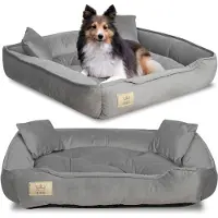 AIO Factory Lit pour chien, parc, 75x65 cm, velours gris