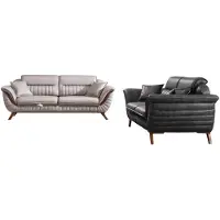 AEA Exklusive Sofagarnitur Schwarze Ledercouch Designer Weißer 3-Sitzer