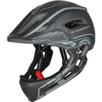 Wozinsky Casque intégral pour enfants avec feu arrière USB Taille S 52-56 cm Gris