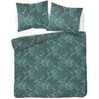 Detexpol Couverture de lit, couverture de lit en flanelle, chaude, pour l'hiver, dimensions 200x220, référence 6042b, couleur verte, motif floral