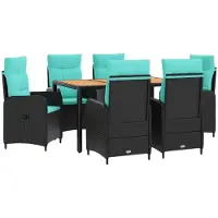 Syfax Ensemble de table d'extérieur, 7 pièces, en résine tressée (PE) et en acier avec revêtement par poudre