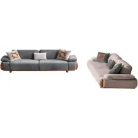 AEA Elegante Wohnzimmer Sofagarnitur Grauer 3-Sitzer Edles Textilsofa