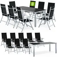 Casaria Table et chaises de jardin Bern argent noir 9pcs