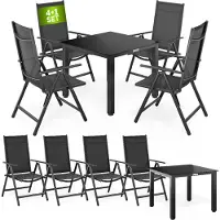 Casaria Table et chaises de jardin Bern noir en alu 5pcs