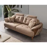 AEA Dreisitzcouch 3-Sitzer-Sofa Dreisitzgarnitur Dreisitzer Polstersofa Cappuccino