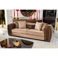 AEA Braun-Beiges Wohnzimmer Sofa Designer Polstercouch 3-Sitzer Sofa
