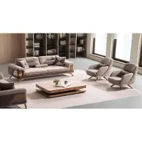AEA Beige Wohnzimmer Sofagarnitur Textil 3-Sitzer Designer Polstersessel
