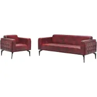 AEA Stilvolle Rote Sofagarnitur Edles 3-Sitzer Sofa Polstersessel 2tlg