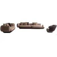 AEA Braun-Beige Sofagarnitur Stilvoller 4-Sitzer Edler Sitzsessel Sofa