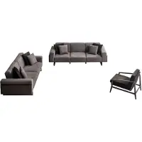AEA Graue Wohnzimmer Sofagarnitur Stilvoller 3-Sitzer Sitzsessel 3tlg