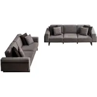 AEA Graue Wohnzimmer Sofagarnitur Stilvoller 4-Sitzer Polstercouch 2tlg