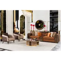 AEA Exklusives Wohnzimmer Polster-Set Designer Sofa Textilsessel Tisch