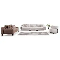 Xl Moebel Gmbh Elegantes weißes Sofa-Set: 4-Sitzer, 3-Sitzer, Sessel im modernen Stil.