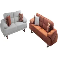 AEA Weißer Dreisitzer Stilvolle Orange Polstercouch Wohnzimmer Sitz-Set