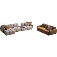AEA Braun-Beige Sofagarnitur Stilvolle Eckcouch Designer 3-Sitzer 2tlg