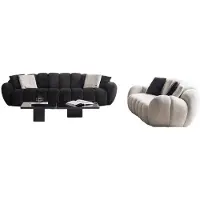 AEA Moderne Schwarz-Weiße Sofagarnitur Eleganter Couchtisch 3tlg Set