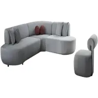 AEA Moderne Graue Sofagarnitur Polster L-Form Couch Edler Sessel 2tlg