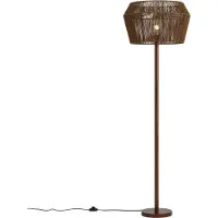 QAZQA Lampadaire en bois de noyer avec abat-jour en corde de papier marron 50/50/30 - Mels