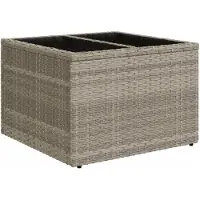 vidaXL Table de jardin avec plateau en verre gris clair 55x55x37 cm Poly rotin