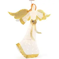 Costway Ange de Noël illuminé 160cm, décoration de Noël ailée avec 180 LED blanc chaud, auréole & ailes, figurine de Noël