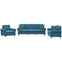 vidaXL Ensemble de canapés 3 pièces avec coussins bleu velours