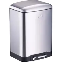 Dirt Devil Poubelle à pédale 12L - Poubelle de cuisine avec fermeture en douceur - Poubelle en inox - Seau intérieur amovible - 27,5 x 25,5 x 40,2 CM - Argent