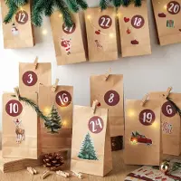 Merkloos Calendrier de l'Avent "Je T'AIME, MAMAN". Calendrier de l'Avent à remplir, comprenant 24 calendriers à personnaliser pour les enfants, avec des autocollants, du cordon en jute et du bois