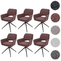 Mendler Ensemble de 6 chaises de salle à manger HWC-N74, chaise de cuisine, pivotante avec système de retour automatique, revêtue en tissu bouclé (540g/m²), couleur beige clair