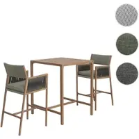 Mendler Set de table bar + 2 tabourets de bar HWC-Q12, table haute pour bar, en polyrotin oléfine (210 g/m²), couleur verte