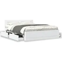 vidaXL Cadre de lit avec tête de lit sans matelas blanc 160x200 cm