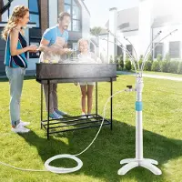 Merkloos Tuyau d'arrosage avec système de brumisation pour terrasse et jardin, refroidisseur par brumisation réglable en hauteur pour l'extérieur, équipé de 5 buses. Système de refroidissement par brume avec