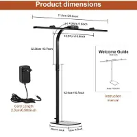 StarTech.com Lampe de bureau LED avec trois têtes d'éclairage - Modèle sur pied - Indice de rendu des couleurs (IRC) élevé - 5 couleurs de lumière - Intensité variable - Angle réglable - Prise européenne