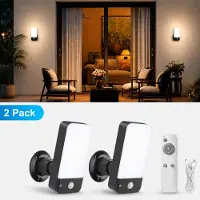 StarTech.com Applique murale pivotante - Lot de 2 - Détecteur de mouvement - Rechargeable - Télécommande - Intensité variable - Indice de protection IP65