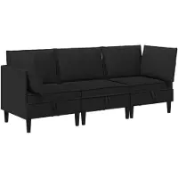 vidaXL Ensemble de salon , 3 pièces, tissu noir