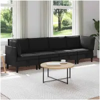 vidaXL Ensemble de salon , 4 pièces, tissu noir