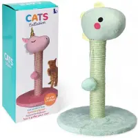 Merkloos Arbre à chat Kratzbaum, 48 cm de haut - Jouet en peluche - Matériaux durables en sisal/jute - Vert dinosaure/rose licorne - Favorise le grattage et le jeu - Montage facile - Arbre à chat