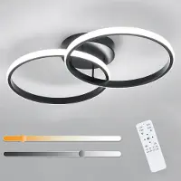COMELY Lampe de plafond LED Toolight, variateur intégré, 38W, 4275 lumens, 3000-6500K, noire, diamètre 54 cm, forme ronde – Noir anthracite