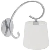 Prendeluz Applique de type E14, finition chromée, abat-jour blanc, dimensions : 25 x 15 x 28 cm, idéale pour