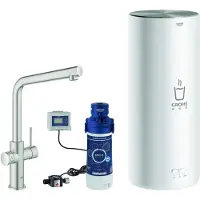 GROHE Robinet de cuisine avec fonction filtre et eau bouillante Red Duo supersteel matt 30325