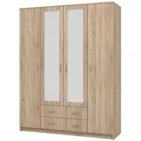 Dmora Miazzina - Grande Armoire, 160x205h cm Noyer Brun, 9 Étagères
